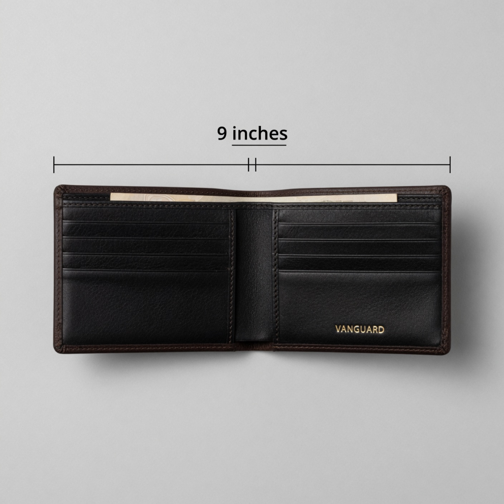 Men's Wallet Open / Unfolded – 9 inches