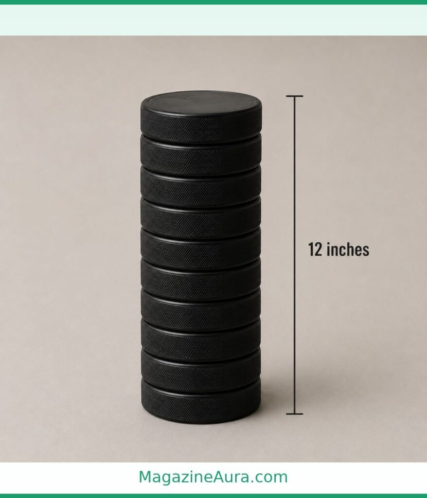 12 Hockey Pucks Stacked
