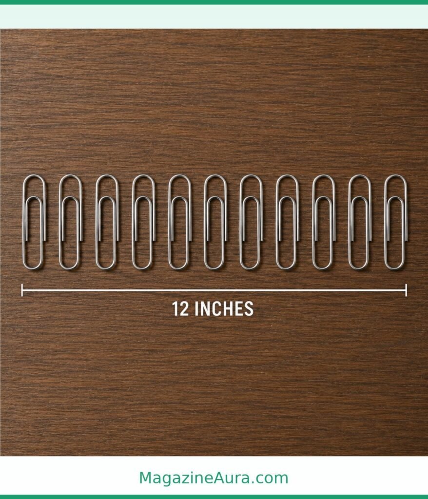 12 Paper Clips Lined Up