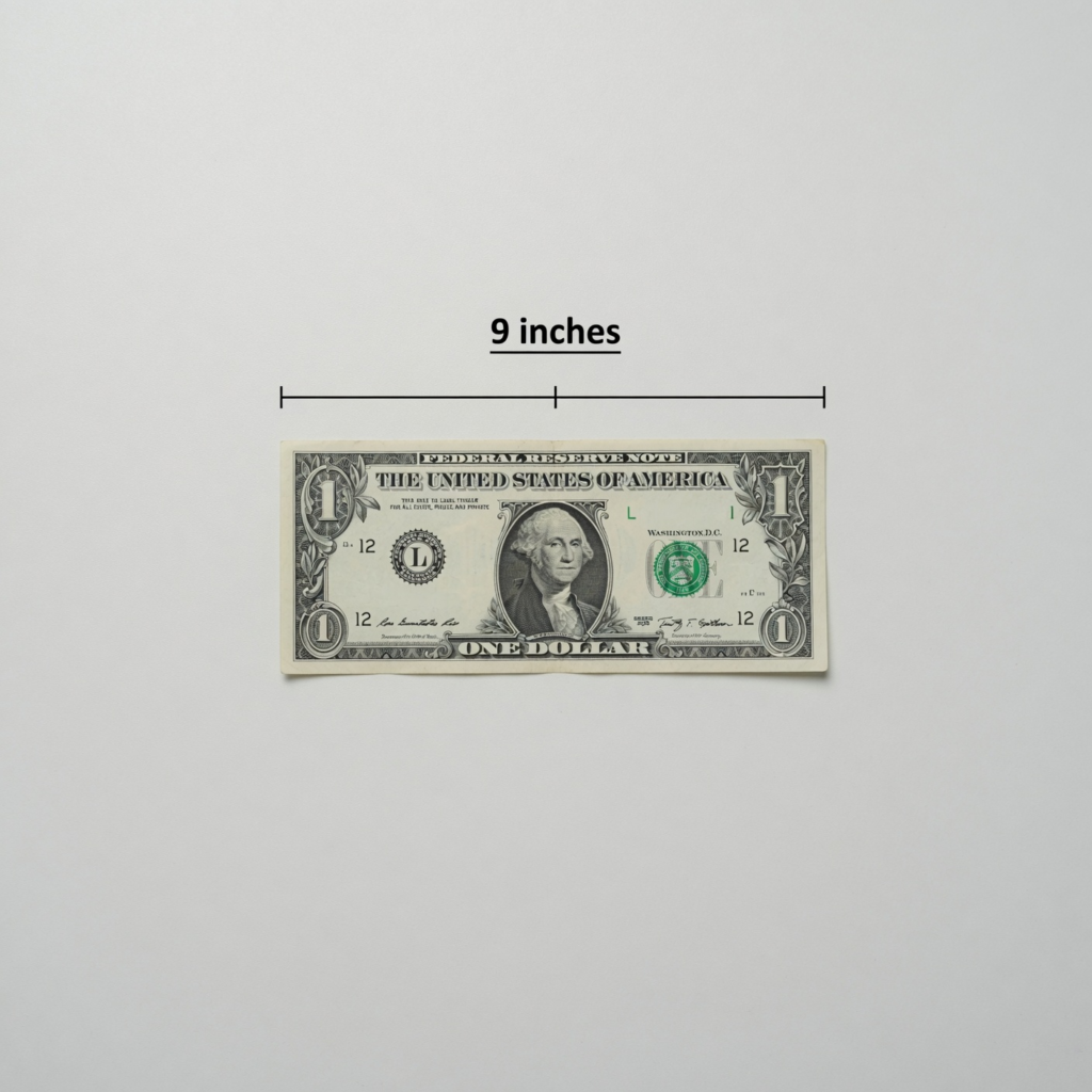 Dollar Bill Length Reference – 9 inches