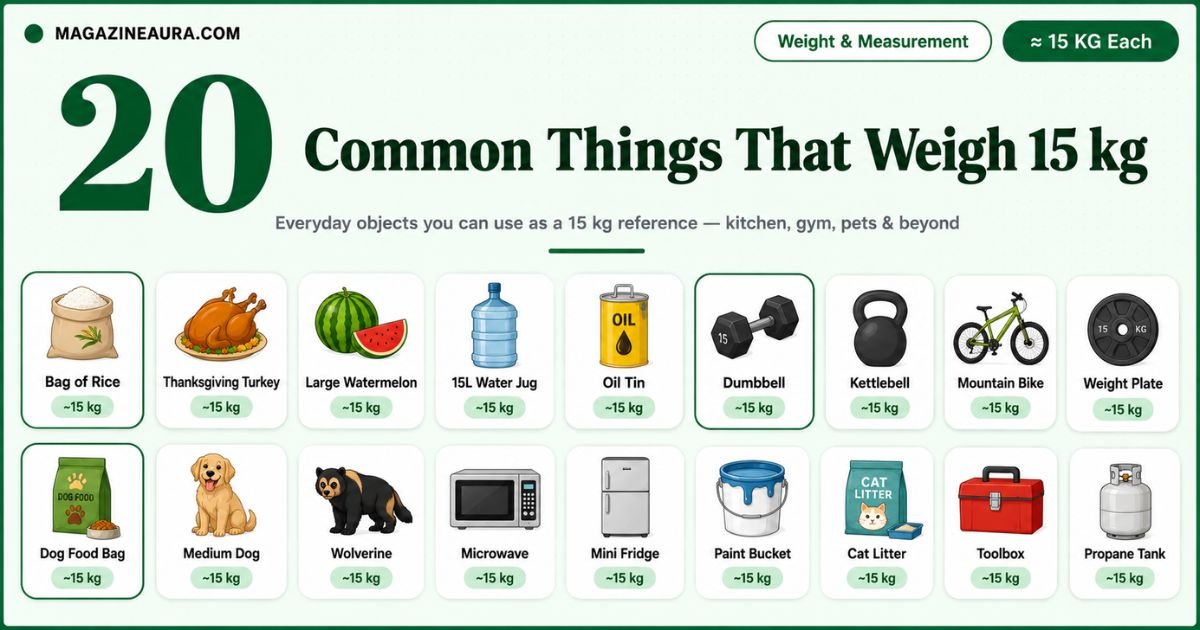 20 Common Things That Weigh 15 kg — (2026 Real-World Comparisons)