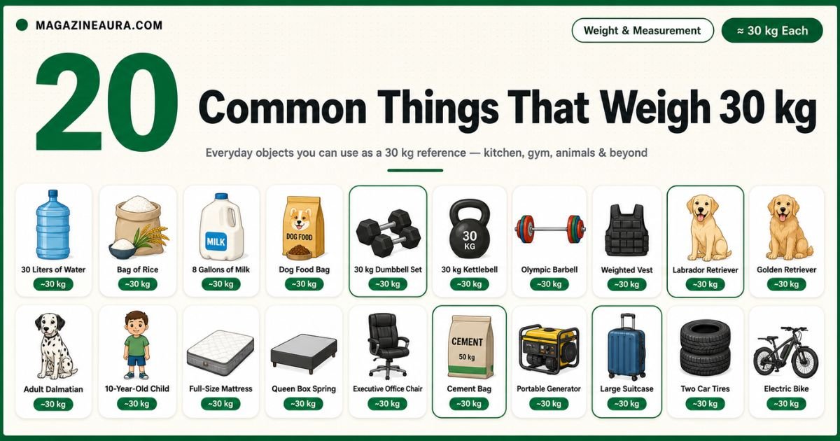 20 Common Things That Weigh 30 kg — (2026 Real-World Comparisons)