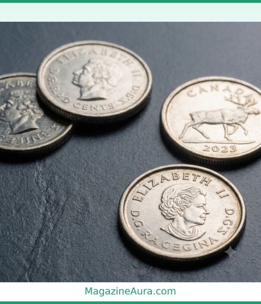 Four Canadian Quarter Coins Weigh 20 Grams
