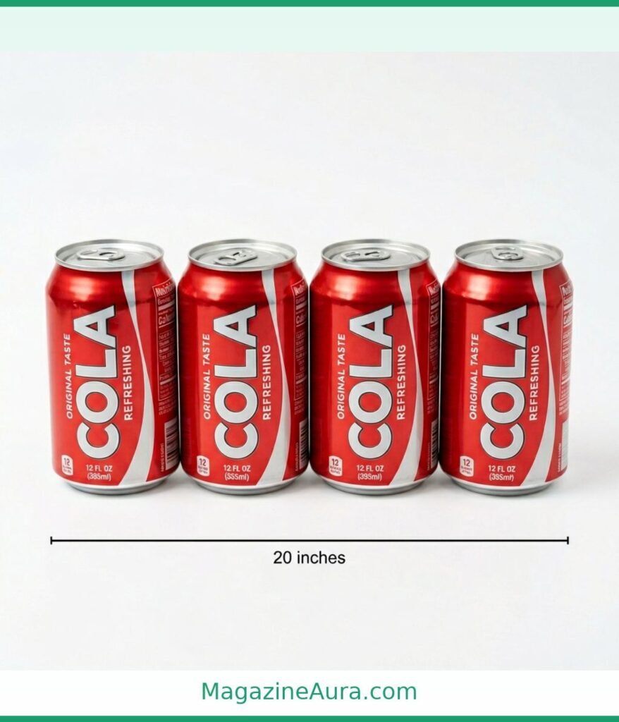 Four Standard Soda Cans Lined Up 20 inches