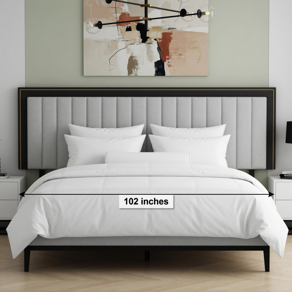 King-Size Bed with Extended Headboard – 102 inches