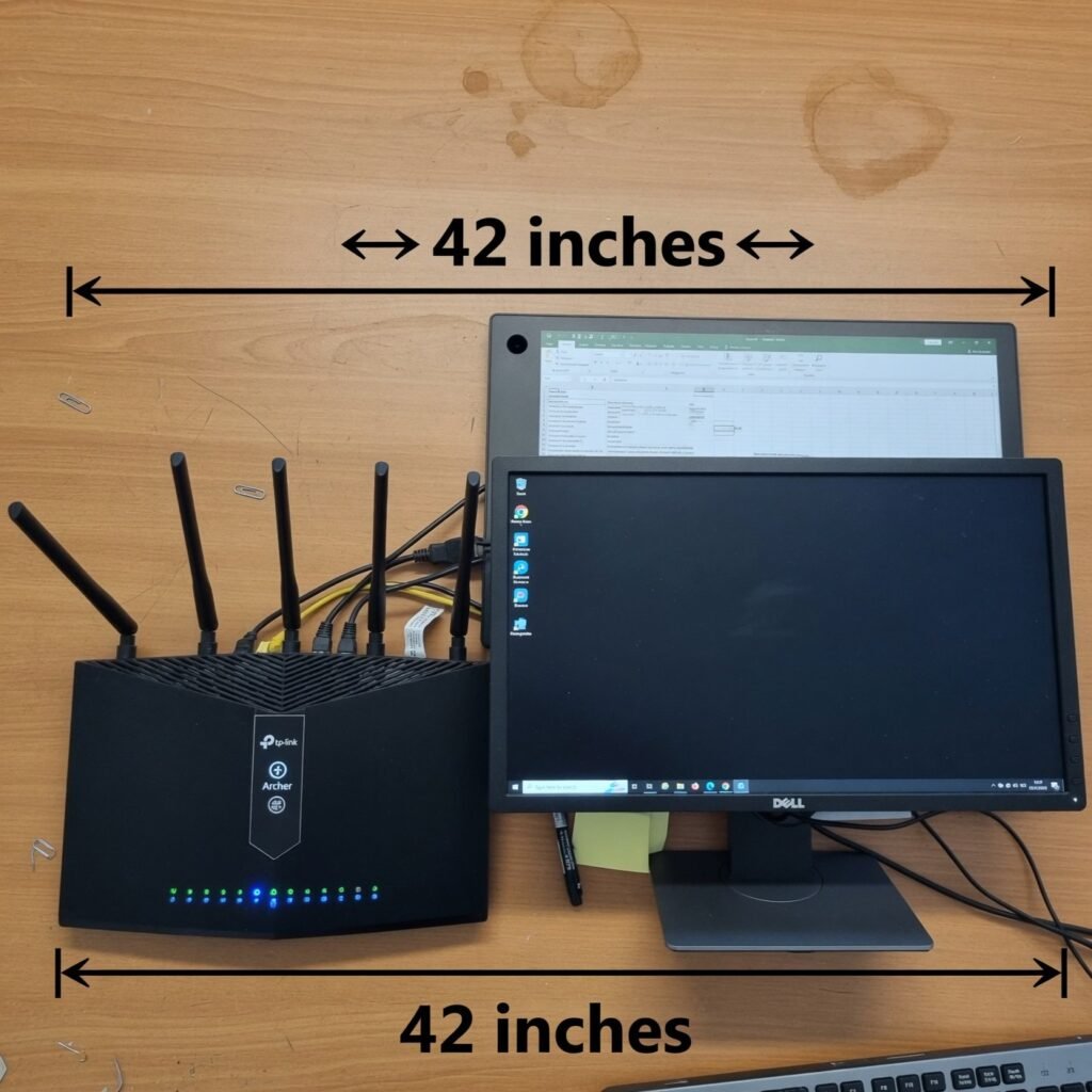 Router and Monitor Side by Side – 42 inches