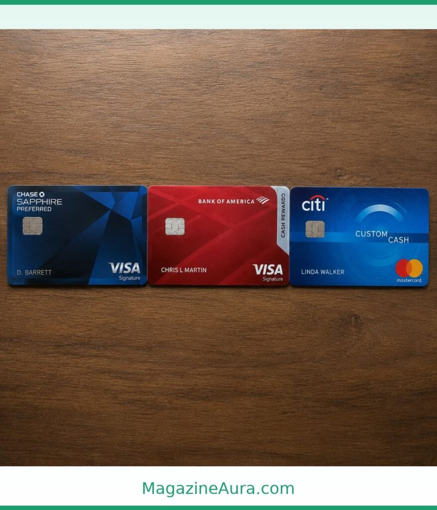 Three Credit Cards End-to-End 10 inches long