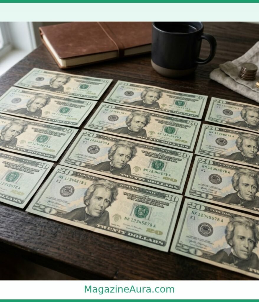 Twenty U.S. Dollar Bills Weigh 20 Grams