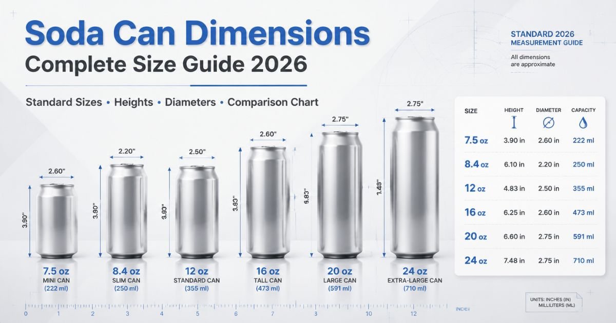 Soda Can Dimensions: Complete Size Guide 2026 (Sizes, Height, Diameter & Comparison)