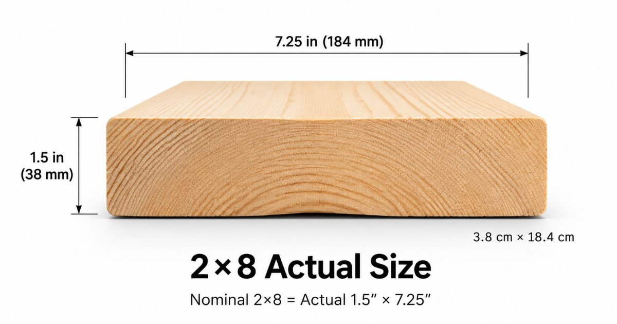 2×8 Actual Size: 1.5 in × 7.25 in (38 mm × 184 mm) — The Complete Guide