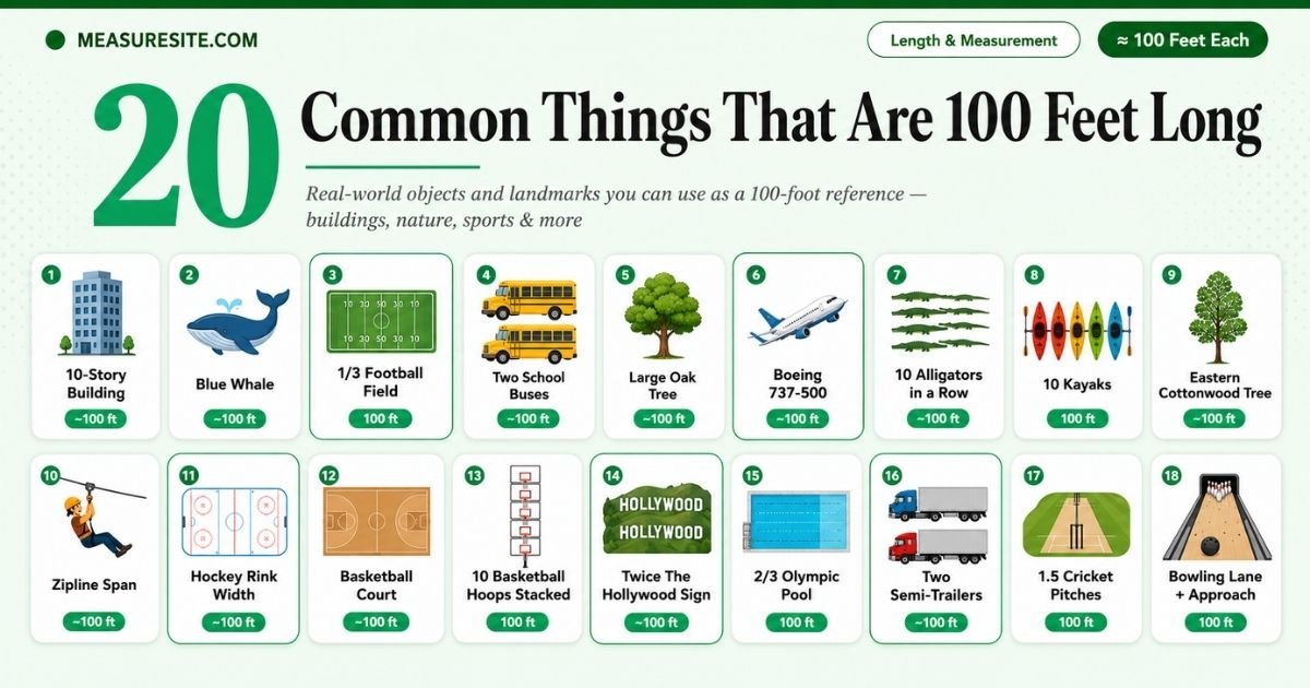 How Long Is 100 Feet? 20 Things That Are 100 Feet (ft) In Length, In a Room, and Visually