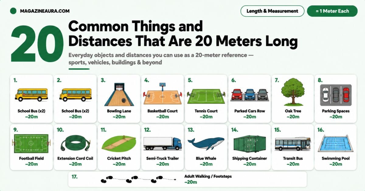How Long Is 20 Meters In Comparison To 20 Everyday Objects