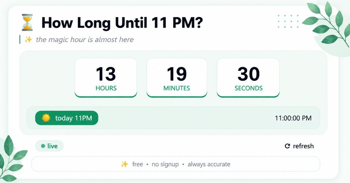 How Long Until 11 PM? Live Countdown Timer
