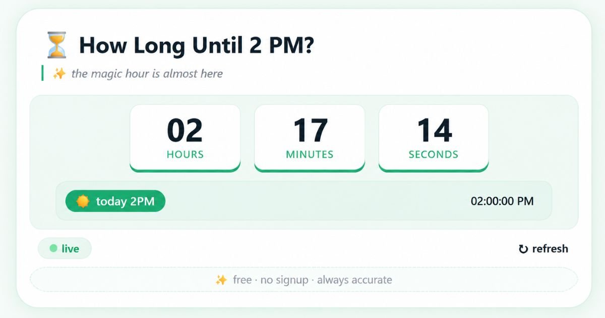 How Long Until 2 PM? Live Countdown, Time Zones, and Manual Calculation Explained