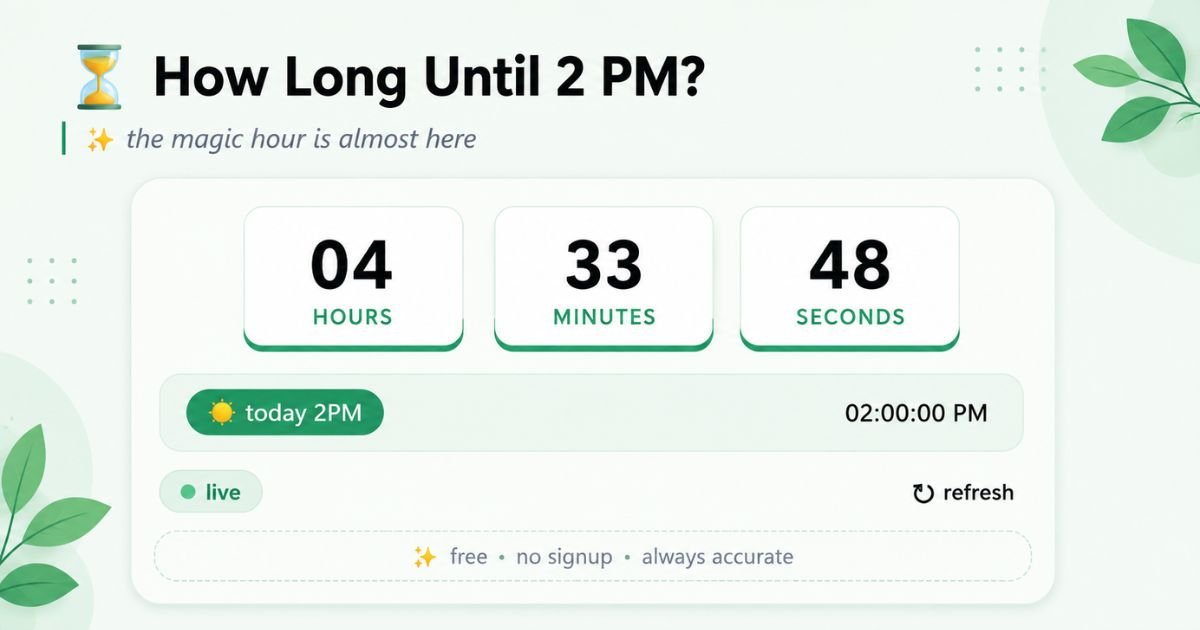 How Long Until 2 PM? Live Countdown Timer & Complete Time Guide