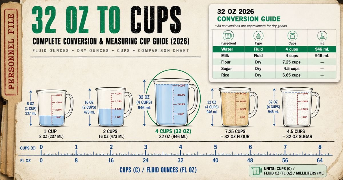 How Many Cups in 32 oz? The Complete Conversion Guide In Detailed