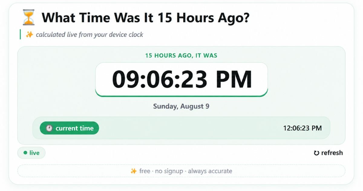 What Time Was It 15 Hours Ago? Live Countdown